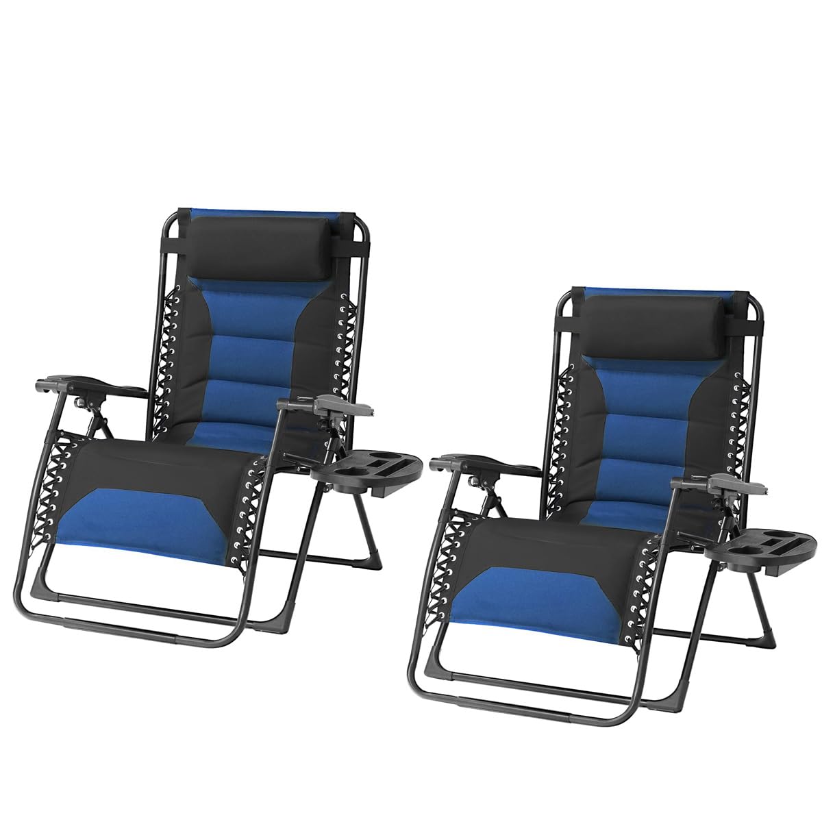 Foristrail Zero Gravity Chair Set of 2 Oversized Folding Recliner, Padded Anti Gravity Lounge Chair with Adjustable Pillow & Cup