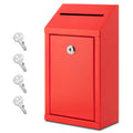 Eienhoshi Metal Donation Box With Lock, Wall Mounted, Suggestion Box With 4 Iron Keys, Red, Cash Drop Box With Slot, 1-Pack