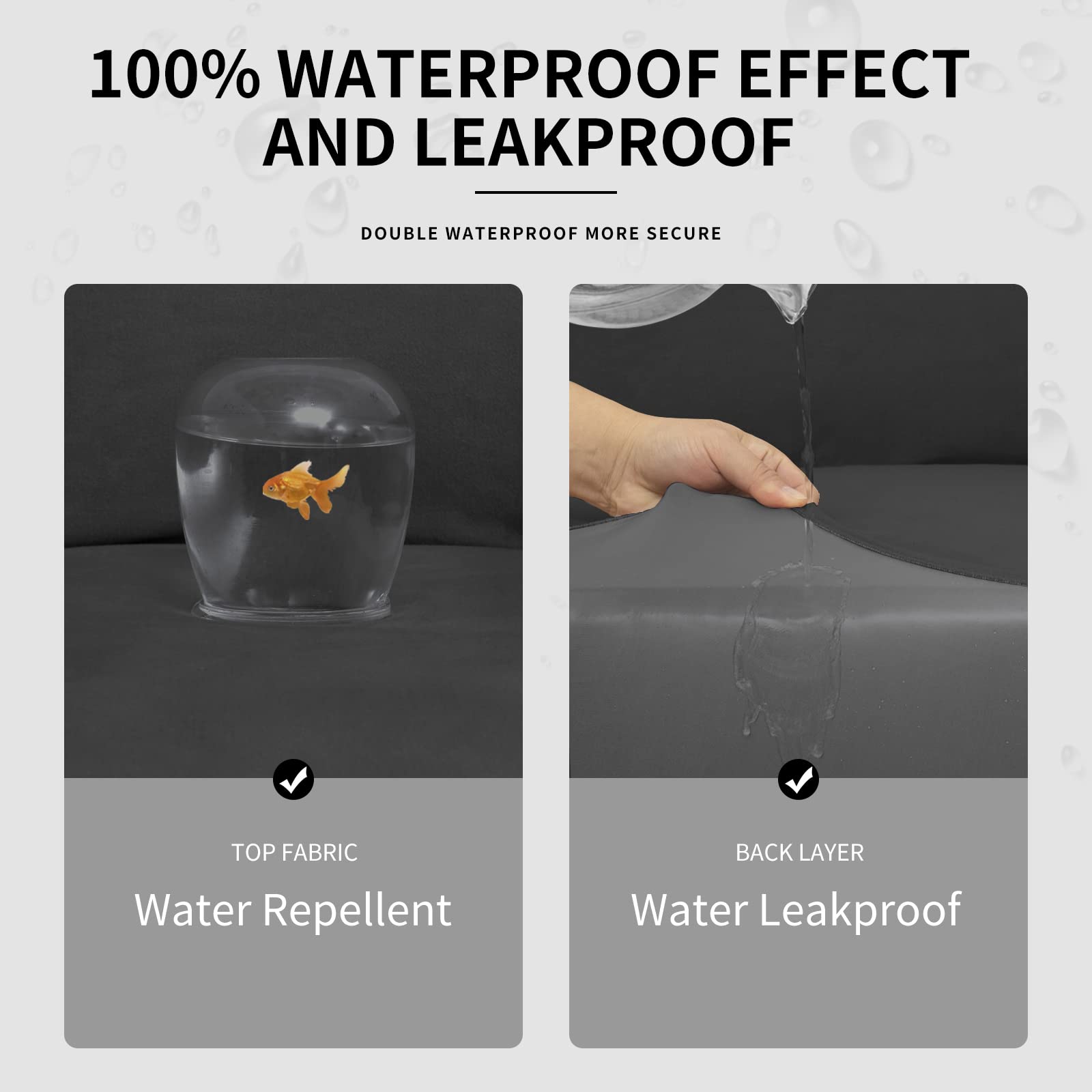 Easy-Going 100% Dual Waterproof Loveseat Cover Stretch Soft Couch Cover For Dogs, Sofa Slipcover For 2 Separate Cushion Couch Leakproof Furniture Protector For Kids, Pets Dark Gray