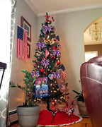 Heureppy 10PCS Patriotic Wreath Bows - 4th of July Decor, Wave Strips Stars, Burlap Ribbon Bows for Indoor/Outdoor Tree Topper Supplies