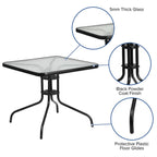 Flash Furniture Barker 31.5'' Square Tempered Glass Metal Table