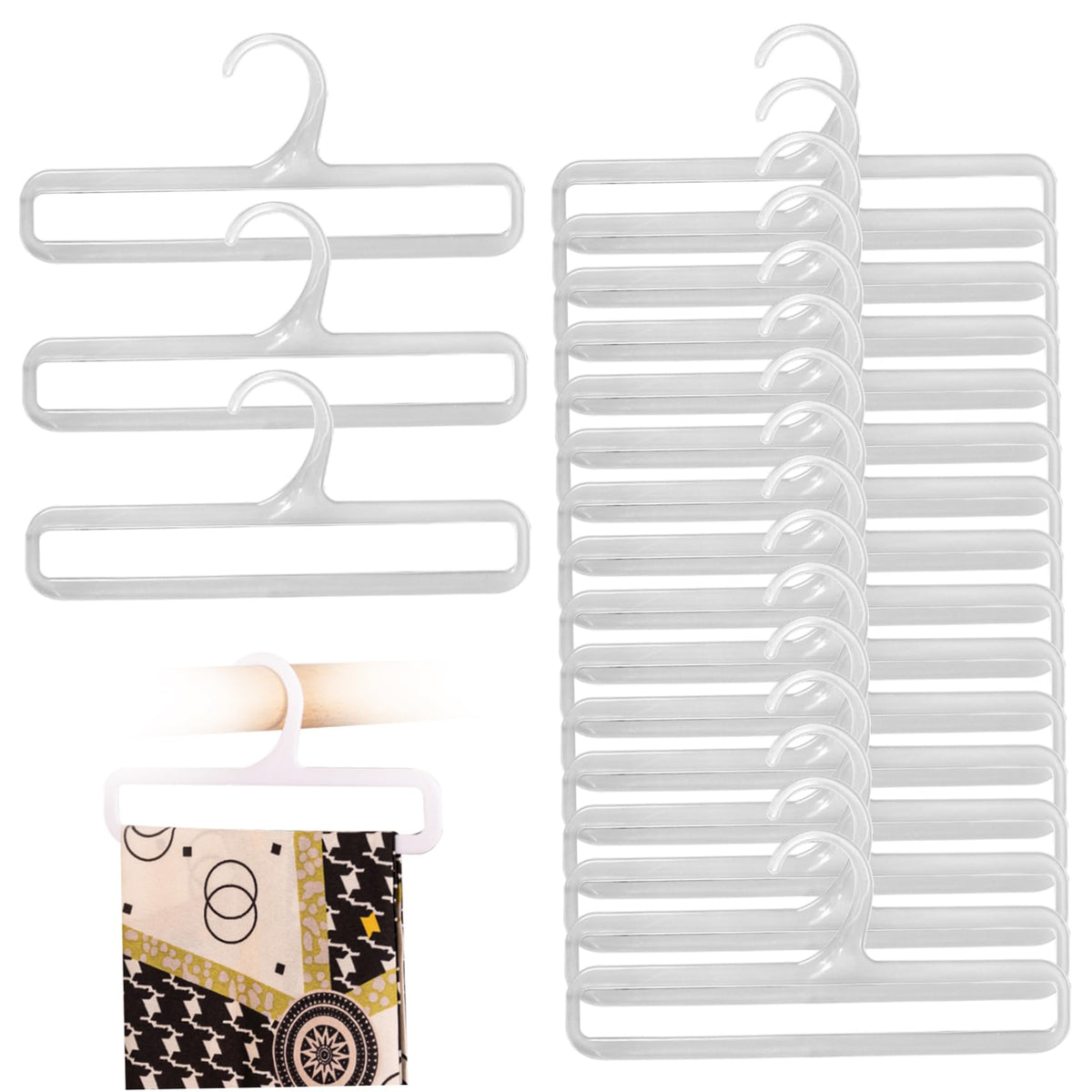 Veesper Scarf Hanger 50 Pack 6.7x3.2 Inch Rectangular Pants and Leggings Hangers, Windproof PP Clothes Organizer Hangers for Hom