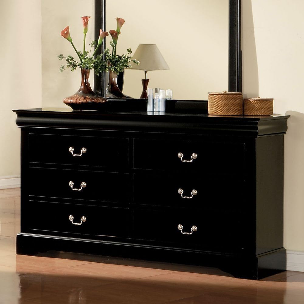 Acme Louis Philippe III Wooden 6-Drawer Dresser in Black