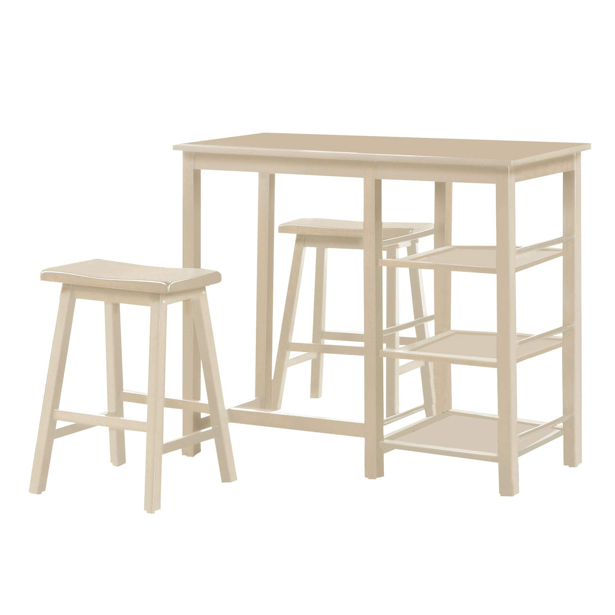 Benzara Spacious Counter Height Set, Pack Of Three, White