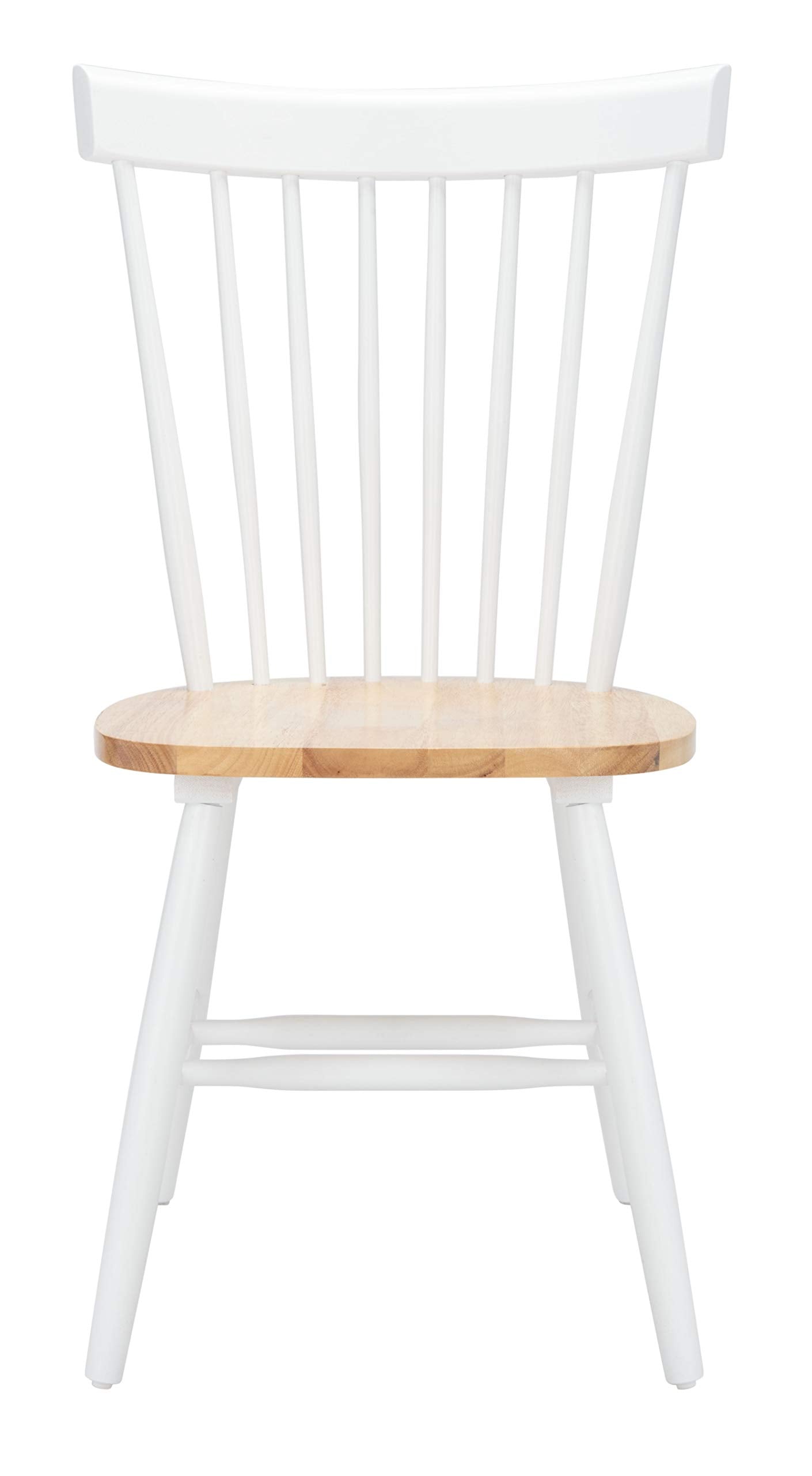 Safavieh Home Collection Parker Farmhouse White/Natural Windsor Spindle Solid Wood Dining Chair Set Of 2