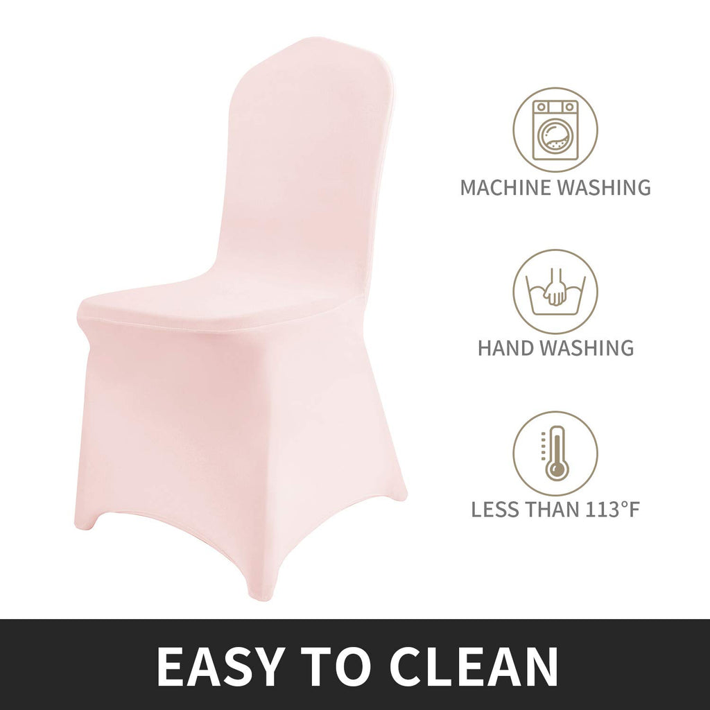 Peomeise 12Pcs Stretch Spandex Chair Cover For Wedding Party Dining Banquet Event (Blush Pink, 12)
