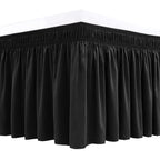 Biscaynebay Wrap Around Bed Skirts For Queen Beds 15' Drop, Black Adjustable Elastic Dust Ruffles Easy Fit Wrinkle & Fade Resis