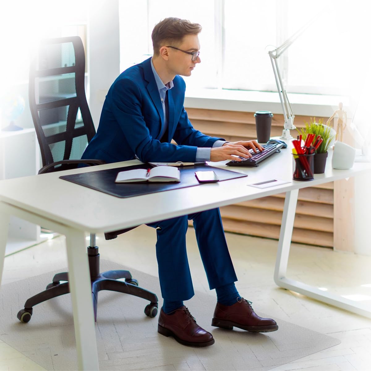 Floortex® Ecotex® BioPlus Eco Friendly Carbon Neutral Polycarbonate Chair Mat for Hard Floors - 35" x 47"