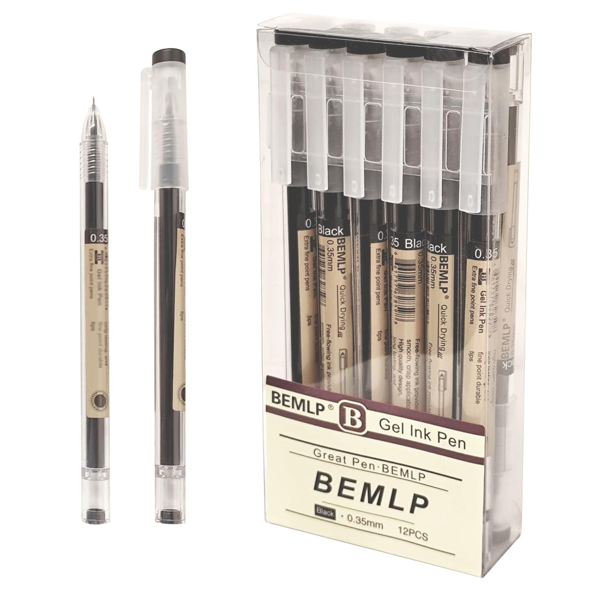 Gel Ink Pen 0.35Mm Black Liquid Ink Rollerball Gel Pens Quick Drying Fine Point Pens Ballpoint Japanese Pens Premium School Offi