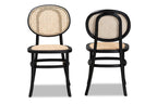 Baxton Studio Garold Brown and Black Wood 2-Piece Cane Dining Chair Set