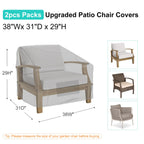 Brosyda Patio Chair Covers For Outdoor Furniture Waterproof 2 Pack, Lawn Chair Covers Heavy Duty Patio Furniture Covers, Large Covers For Lounge Lawn Deep Seat 38' W X 31' D X 29' H-Gray