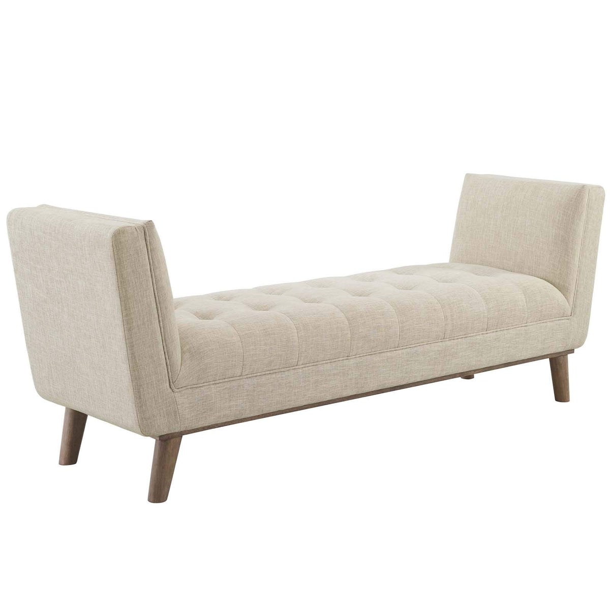 Modway Haven Button Tufted Fabric Upholstered Accent Bench In Beige