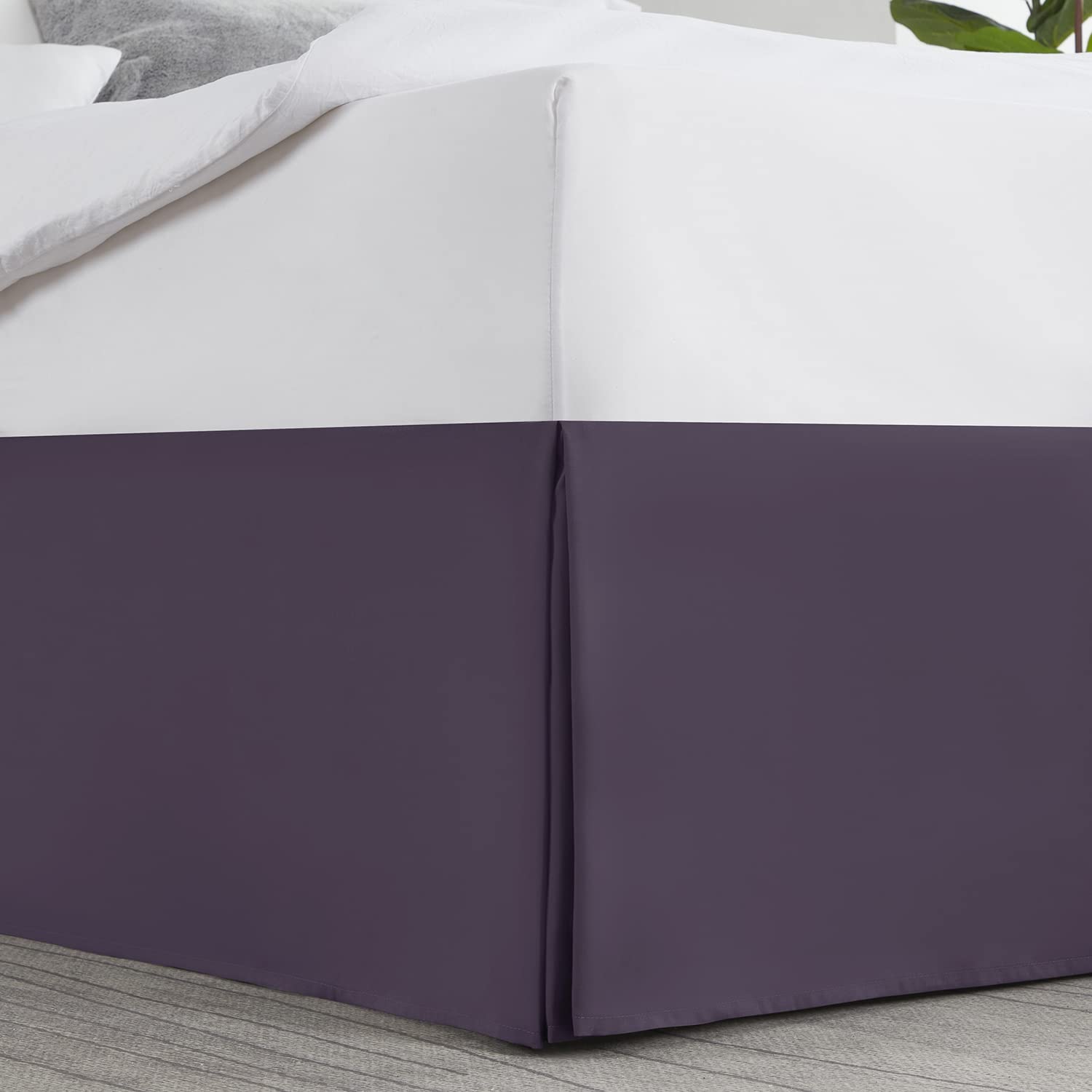 Nestl Dark Purple Full Xl Bed Skirt - Full Xl Size Bed Skirt 14 Inch Drop - Brushed Microfiber Bed Skirts - Hotel Quality Pleated Bed Skirt - Shrinkage & Fade Resistant