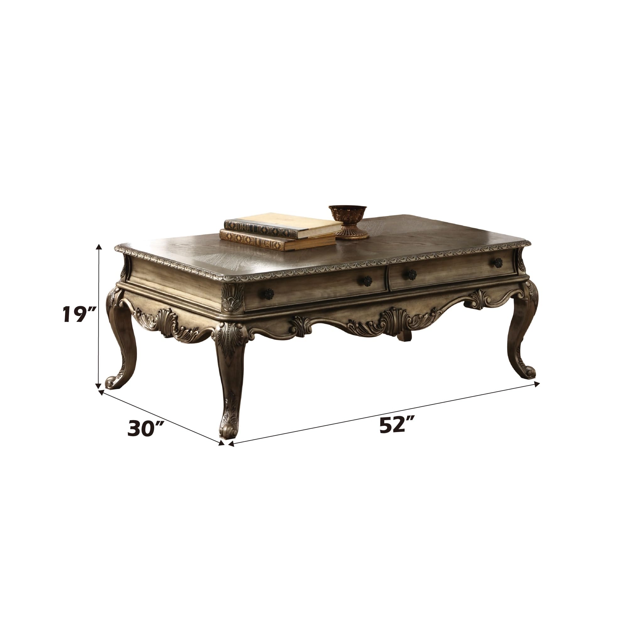 Acme Ragenardus 2-Drawer Wood Top Storage Coffee Table in Vintage Oak