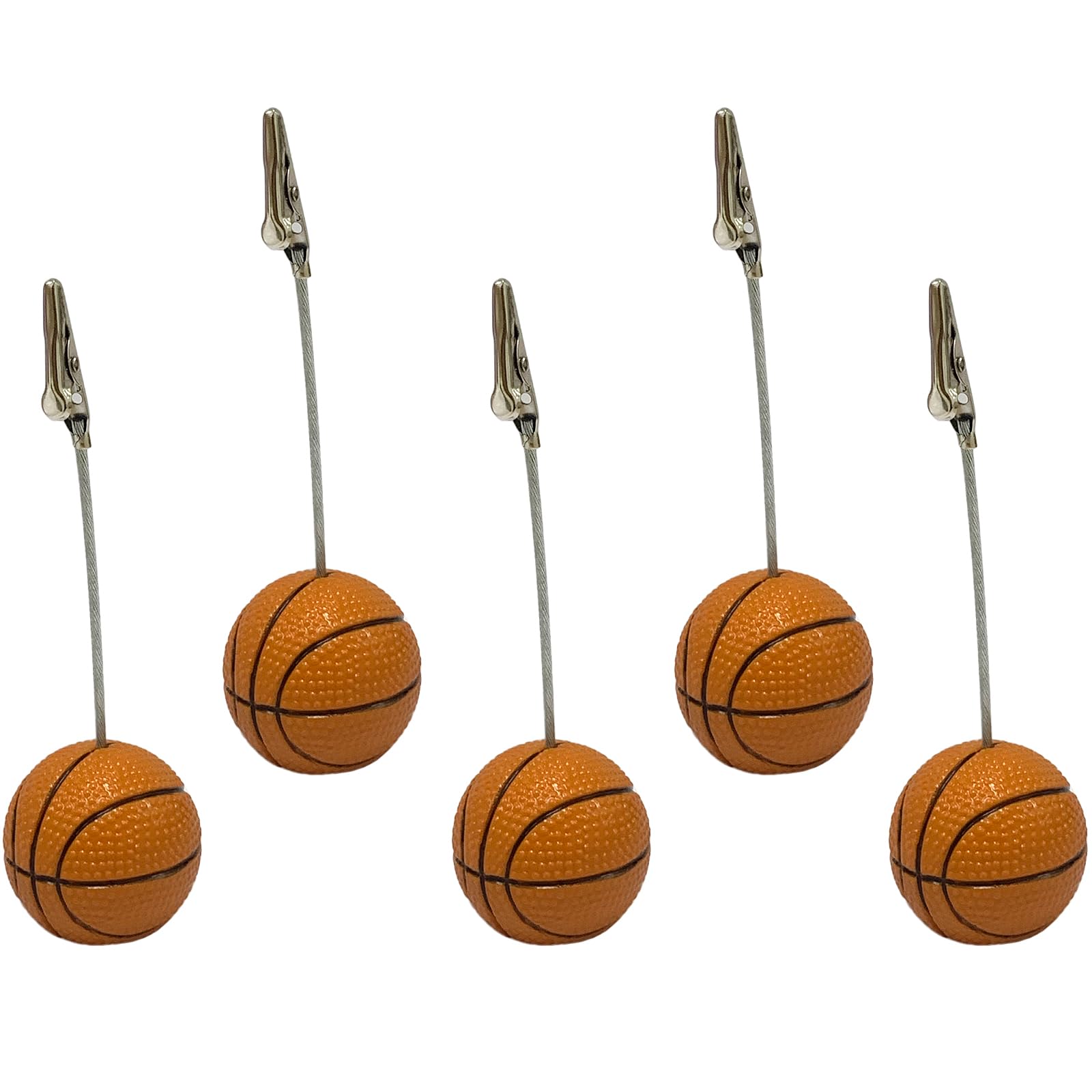 Xiaoyztan Basketball Theme Decoration Resin Base Alligator Clip Place Card Holder, Table Memo Number Name Card Holder, Pack Of 5