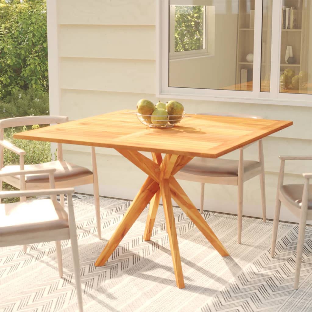 vidaXL Square Patio Table - Outdoor Dining Furniture in Solid Acacia Wood, Sturdy Cross Legs, Easy Assembly and Maintenance, Brown, 43.3"x43.3"x29.5"