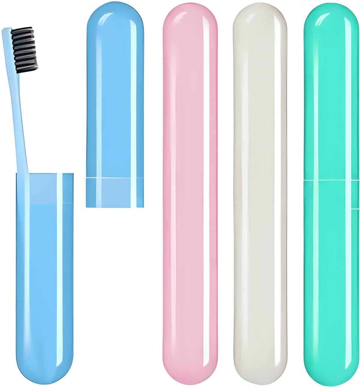 JIALTO Portable Travel Toothbrush Holder Set of 4 | Toothbrush & Toothpaste Storage Case | Bathroom Organizer for Travel, Campin