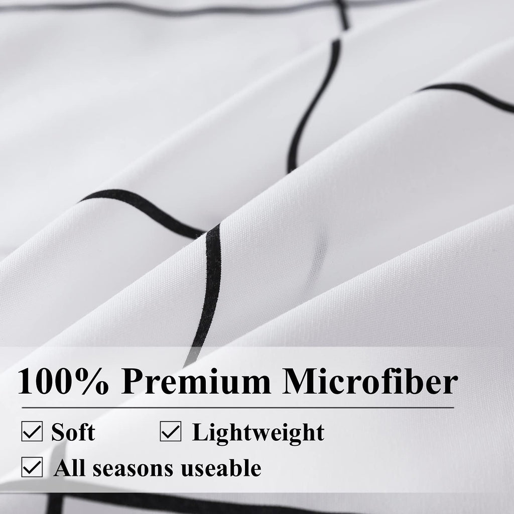 Andency White Grid Comforter Set Twin(66X90Inch), 2 Pieces (1 Plaid Comforter And 1 Pillowcase) White Plaid Comforter Set, Light