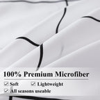 Andency White Grid Comforter Set Twin(66X90Inch), 2 Pieces (1 Plaid Comforter And 1 Pillowcase) White Plaid Comforter Set, Light