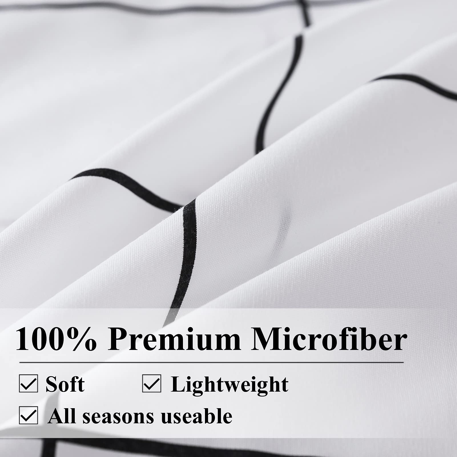 Andency White Grid Comforter Set Twin(66X90Inch), 2 Pieces (1 Plaid Comforter And 1 Pillowcase) White Plaid Comforter Set, Light