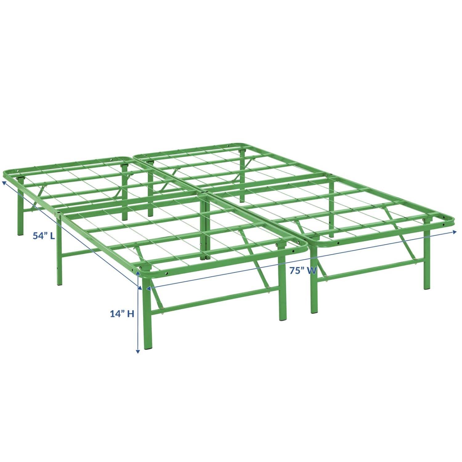 Modway Horizon Replaces Box Spring-Folding Metal Mattress Bed Frame, Full, Green