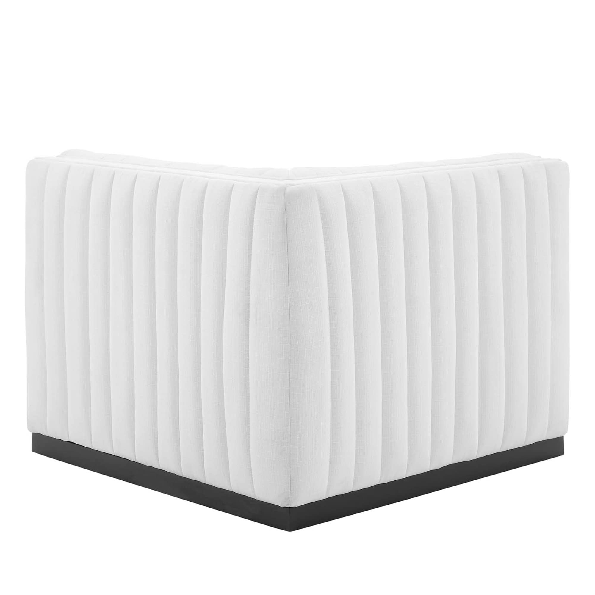 Modway Conjure Modern Channel Tufted Fabric Right Corner Chair In White