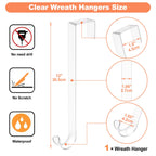 12' Clear Wreath-Hanger Non Scratch Over The Door Hooks,1 Pack Wreath-Door-Hanger Easter Halloween Christmas Decoration,Welcome