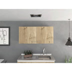 Salento Double Door Wall Cabinet with 2 Inner Shelves, White/Light Oak