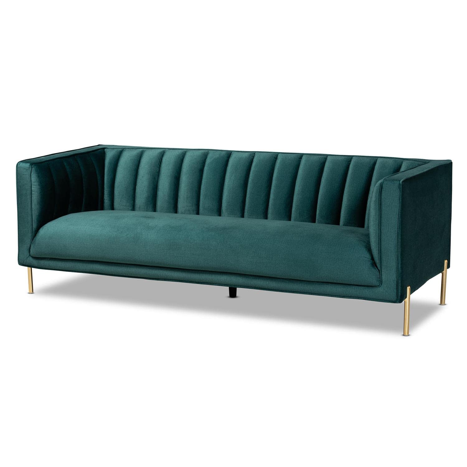 Baxton Studio Maia Glam and Luxe Green and Gold Finished Metal Sofa