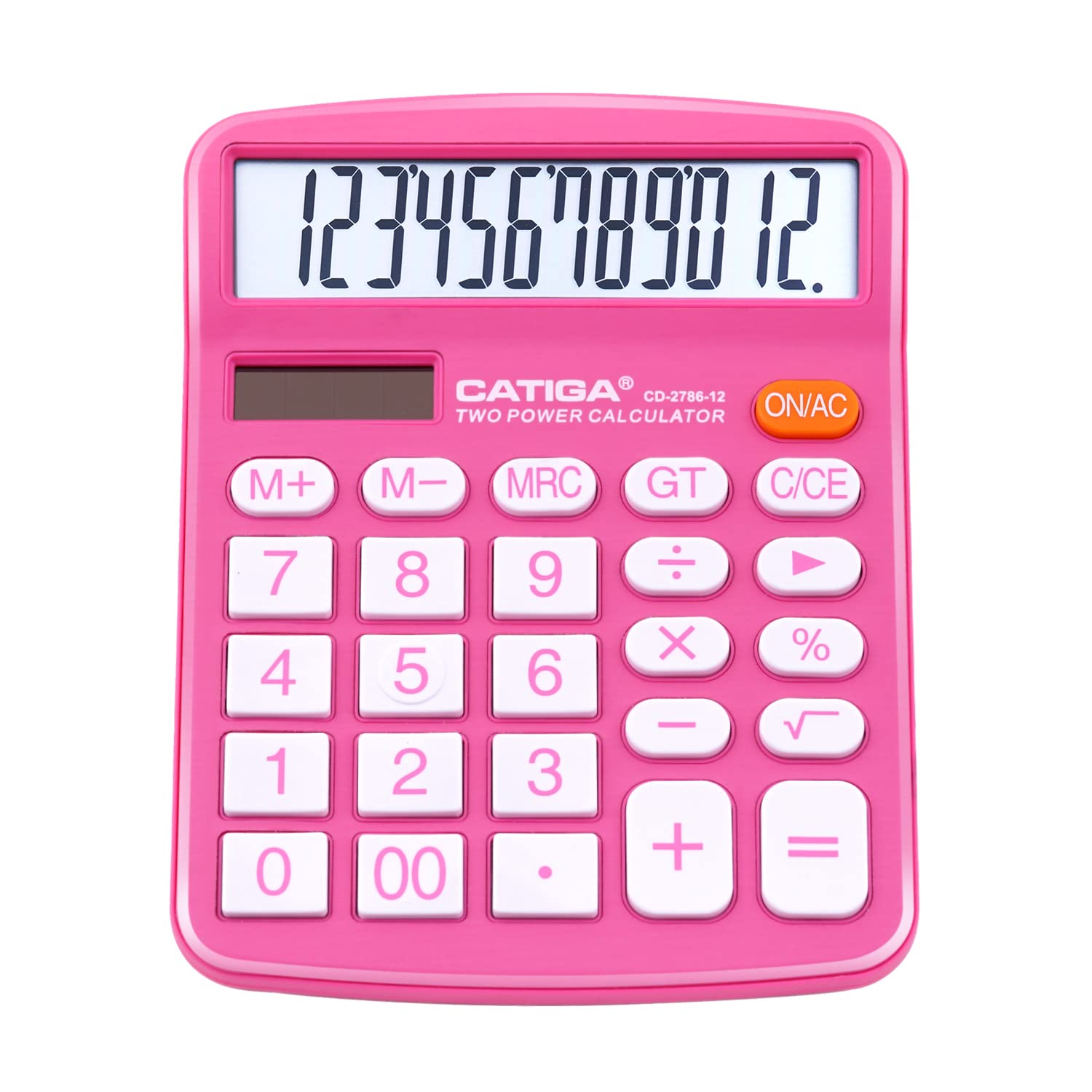 Catiga 12 Digit Desktop Calculator With Large Lcd Display, Dual Solar Power And Battery, Standard Function For Office, Home, Sch