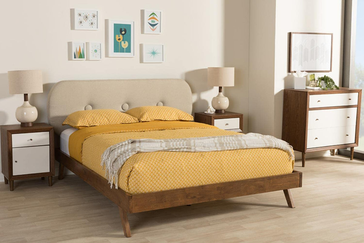 Baxton Studio Penelope Platform Bed Queen/Light Beige