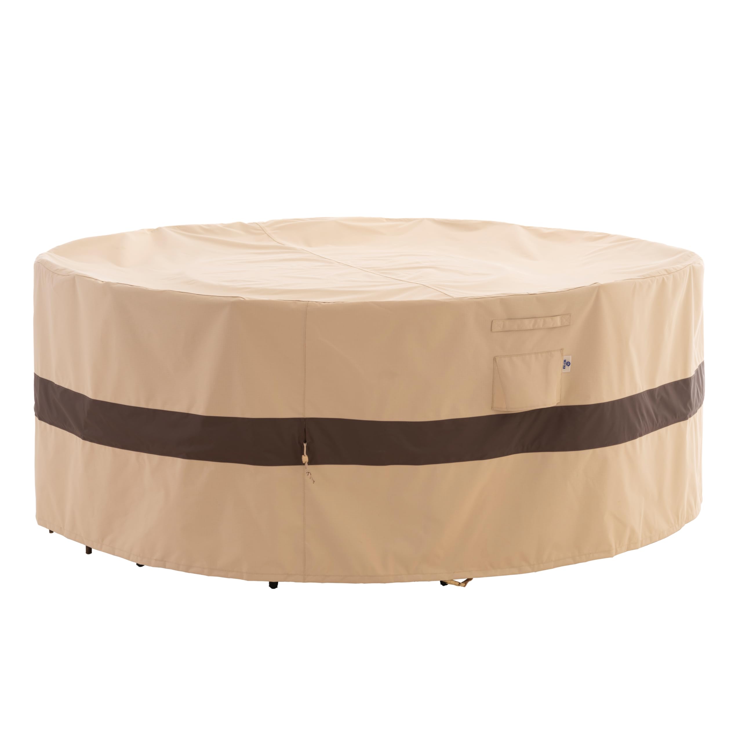 Wj-X3 Round Patio Furniture Cover, 72' D X 31' H, Waterproof, Uv Resistant, Anti-Fading Outdoor Cover For Round Dining Table And Chairs Set, Beige & Coffee