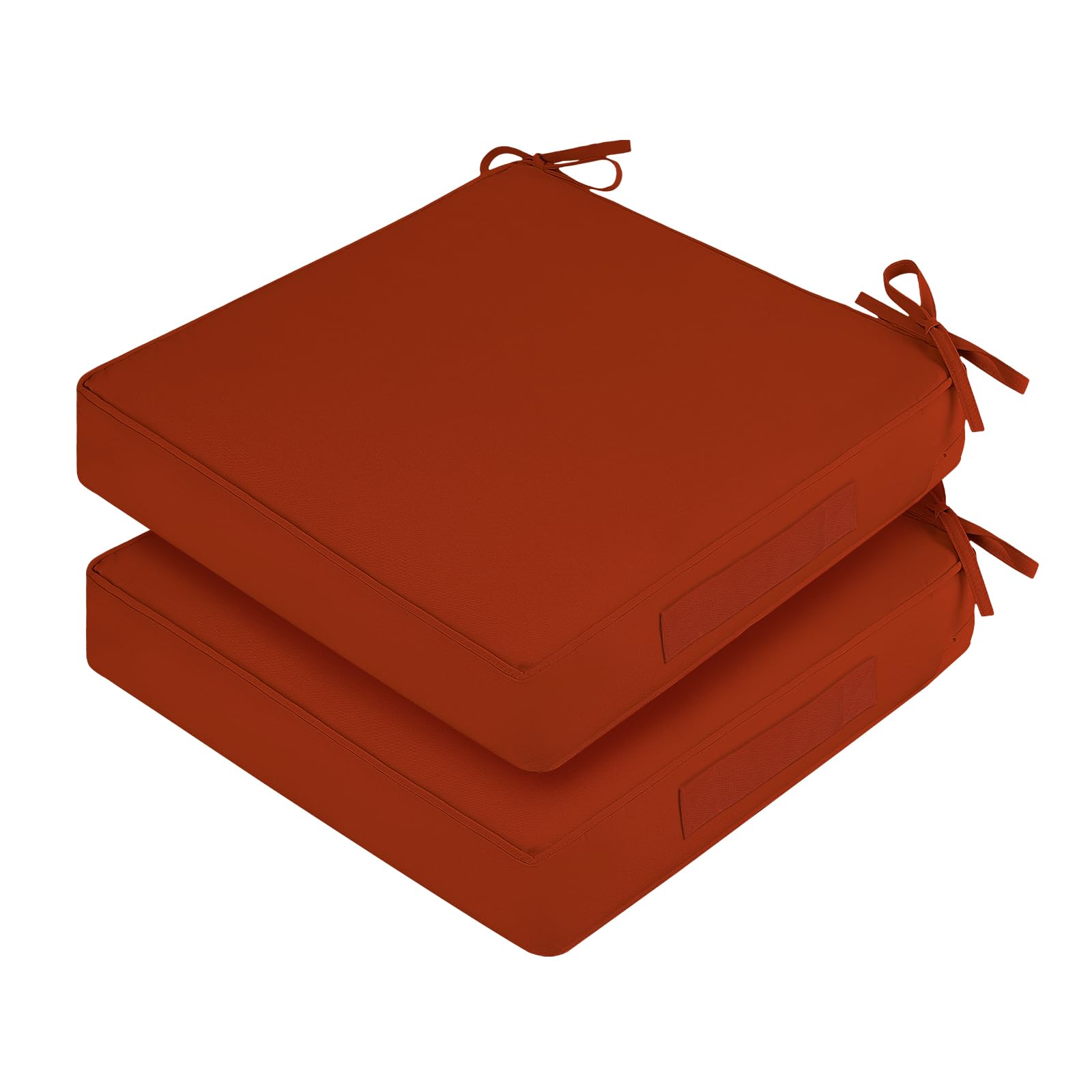 Homelysian Waterproof Outdoor Chair Cushions Set Of 2, Square Outdoor Seat Cushions With Ties And Removable Covers, 19 X 19 Outd