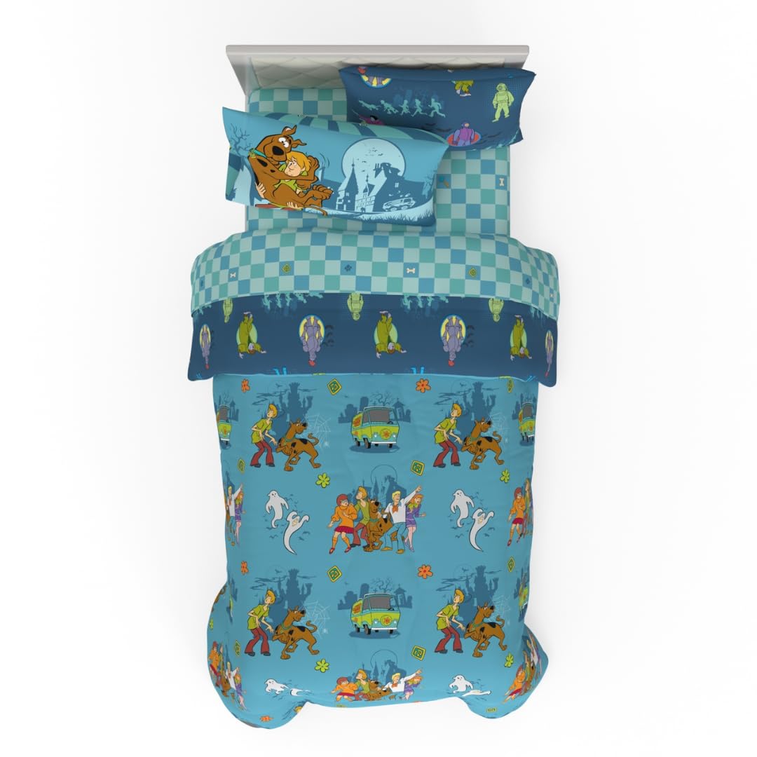 Franco Scooby Doo Bedding 5 Piece Super Soft Reversible Comforter And Sheet Set With Sham, Twin, (Officially Licensed Product)