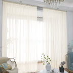 Window Beige Sheer Curtains 145 Inches Long 2 Panels Sheer Curtain Basic Rod Pocket Panel For Bedroom Children Living Room Yard