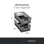 Madesmart 2-Tier Organizer Multi-Purpose Slide-Out Storage With Handles And Dividers For Home And Bath, Bpa Free, Pack Of 1, Car
