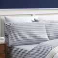 Nautica - Queen Sheets, Cotton Percale Bedding Set, Casual Home Decor (Coleridge Stripe Charcoal, Queen)