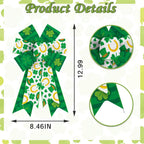 2Pcs Saint Patrick'S Wreath Bows St. Patrick Bows Horseshoe Clover Hat Burlap Bow For Wreaths, St Patrick'S Day Ribbon Bows Tree