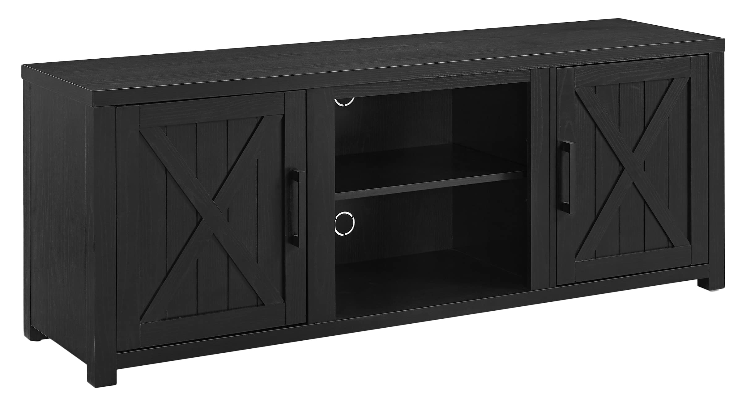 Crosley Furniture Gordon Low Profile TV Stand for 65+ inch TVs, Entertainment Center with Storage Shelves, Black