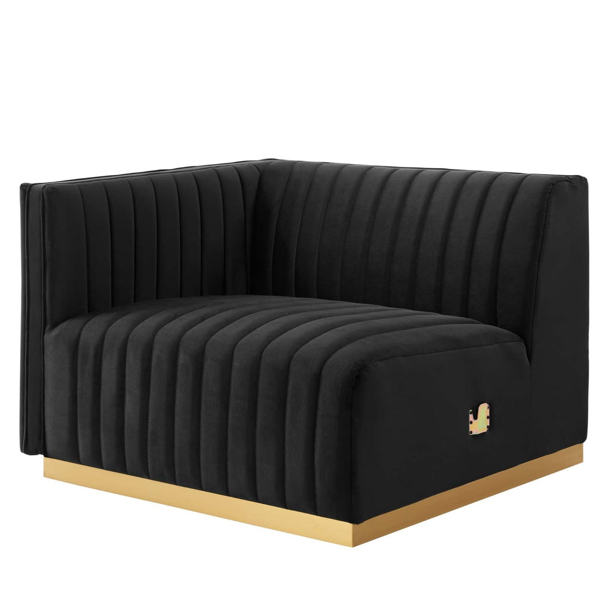 Modway Conjure Channel Tufted Performance Velvet Left-Arm Chair In Gold/Black