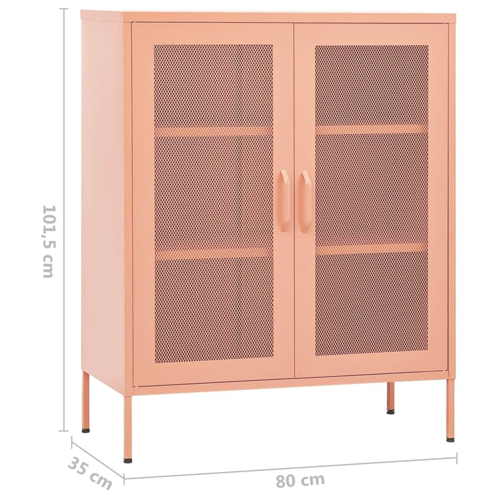 vidaXL Industrial Steel Storage Cabinet with Adjustable Shelves, Mesh Doors, Levellers, Pink, 31.5&quot;x13.8&quot;x40&quot;