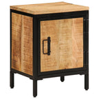 vidaXL Bed Cabinet - Rectangular Nightstand, 15.7"x11.8"x20.7", Solid Rough Mango Wood, Brown, Iron Legs for Bedroom/Living Room