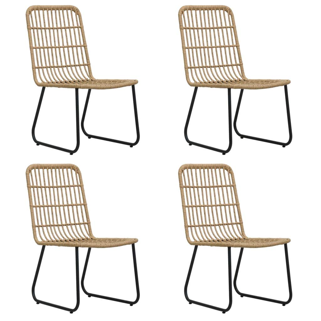 vidaXL 5-Piece Patio Dining Set - Outdoor Poly Rattan and Glass Table Combination - Lightweight, Durable and Weather-Resistant Furniture - Easy Assembly - Oak and Black Finish