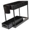 Alipis Sliding Storage Rack Kitchen Sink Organizer Bathroom Storage Rack Under Sink Organizers Home Organization Black