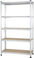 Amazon Basics 5 tier, Medium Duty Storage Shelving Double Post Press Board Shelf, Aluminum, 48 x 18 x 72