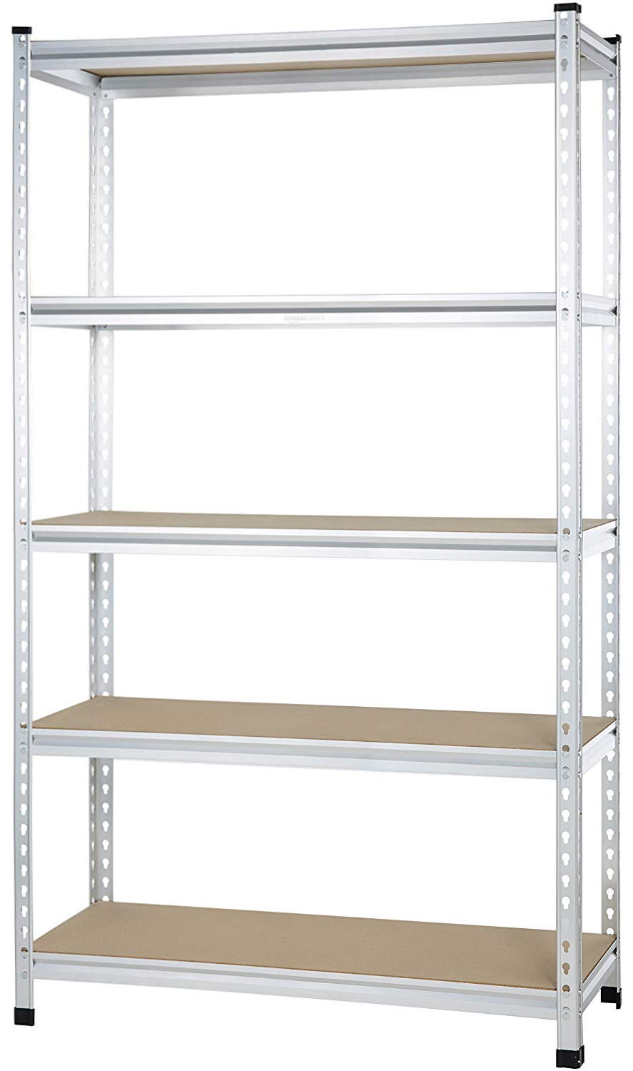 Amazon Basics 5 tier, Medium Duty Storage Shelving Double Post Press Board Shelf, Aluminum, 48 x 18 x 72