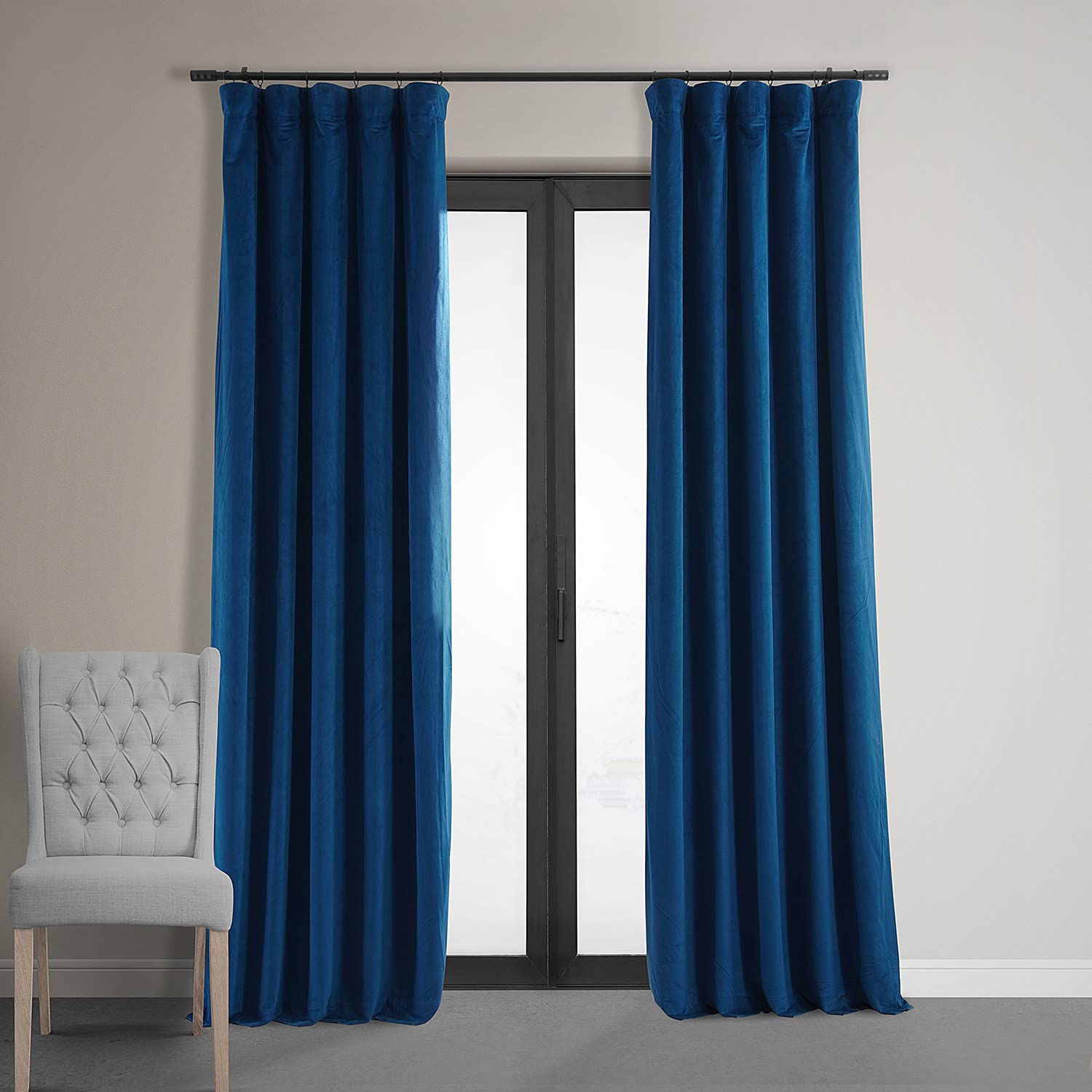 Hpd Half Price Drapes Signature Velvet Thermal Blackout Curtains For Living Room 108 Inch Long (1 Panel) Rod Pocket Insulated Blackout Curtains For Bedroom Window Curtains, 50W X 108L, Union Blue