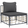 vidaXL Patio Middle Sofa with Dark Gray Cushions in Anthracite, Weather Resistant PE Rattan and Powder-Coated Steel, Modular and Contemporary Design with Comfortable Thick Cushions for Outdoor Use