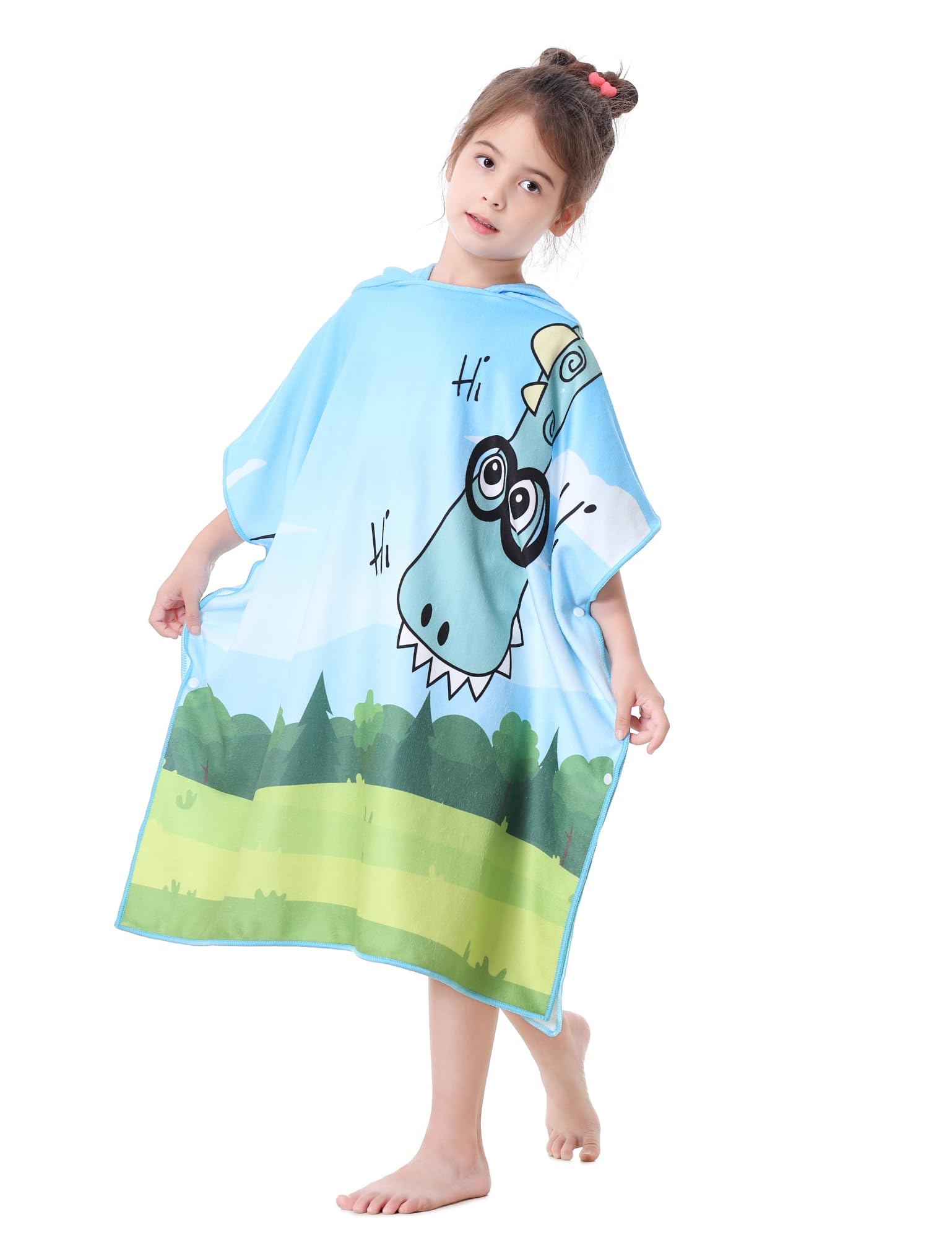 Athaelay Dinosaur Towel Poncho for Kids Child Boys Girls Hooded Bath Beach Towel Pool Swim Cover-ups for Age 3 to 10 Years with 