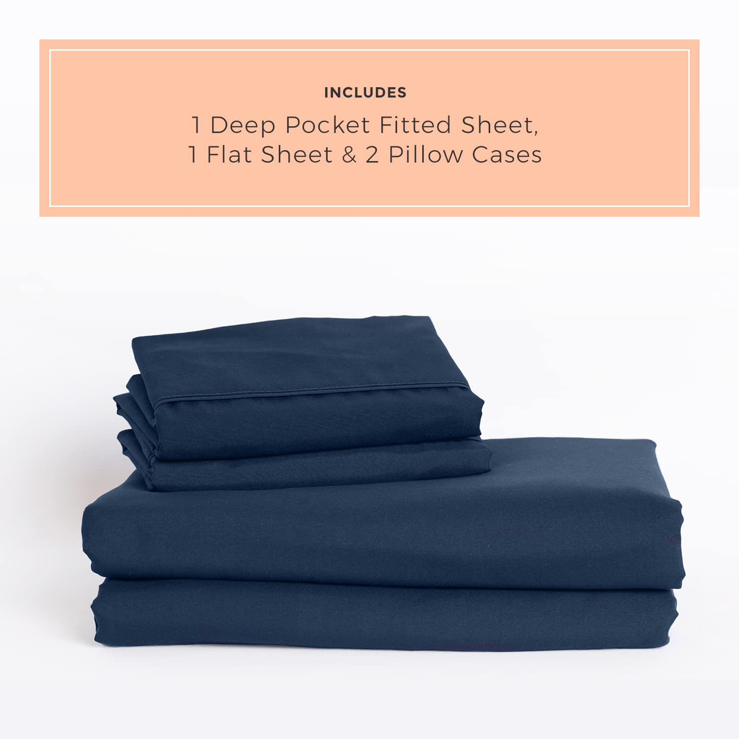 Peachskinsheets Mariner Blue Sheet Set - 1500Tc Level Of Softness - Extra Soft Cooling Sheets For Hot Sleepers And Night Sweats